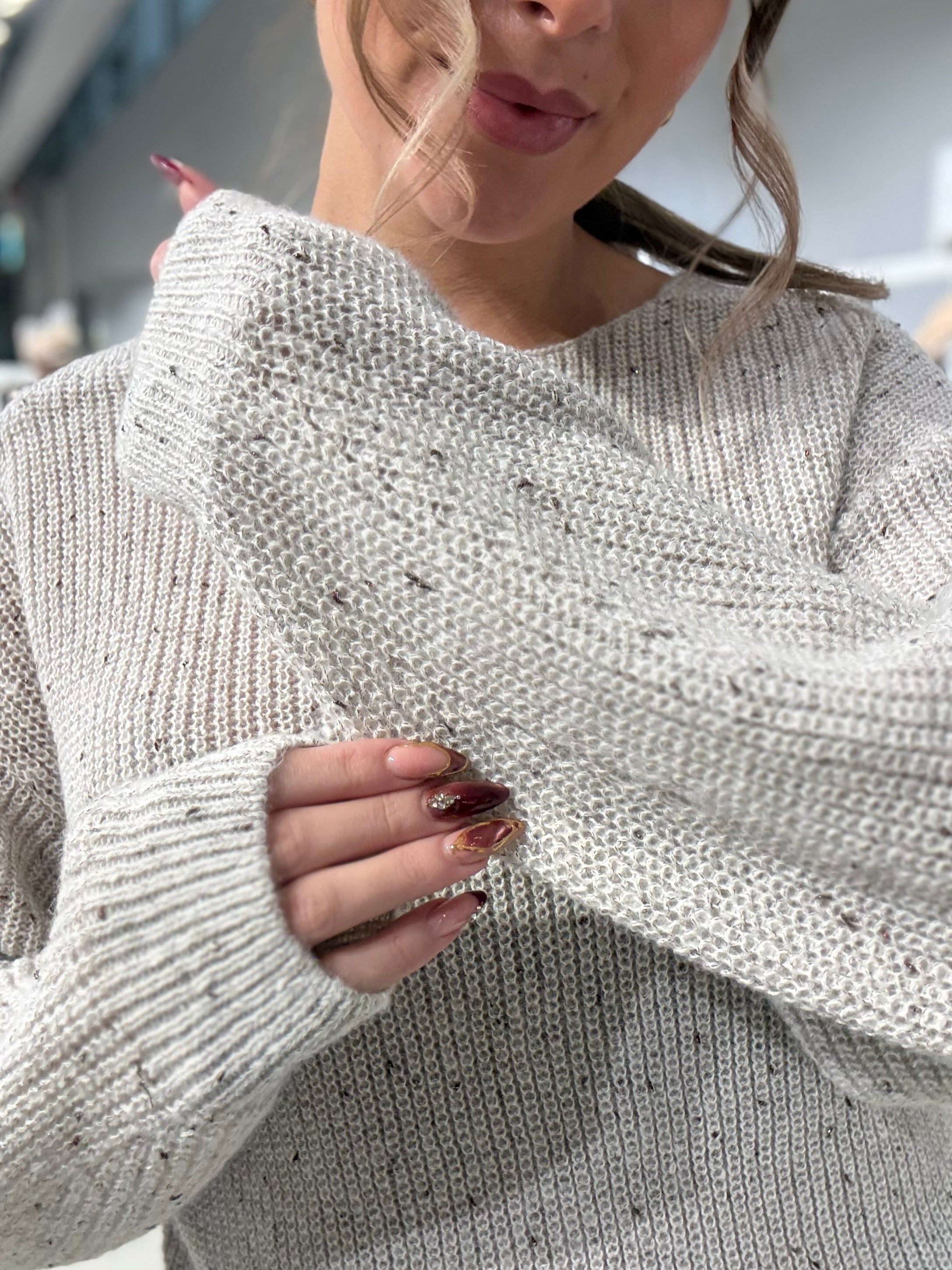 VISULVANA Pullover - Super Light Grey Melange